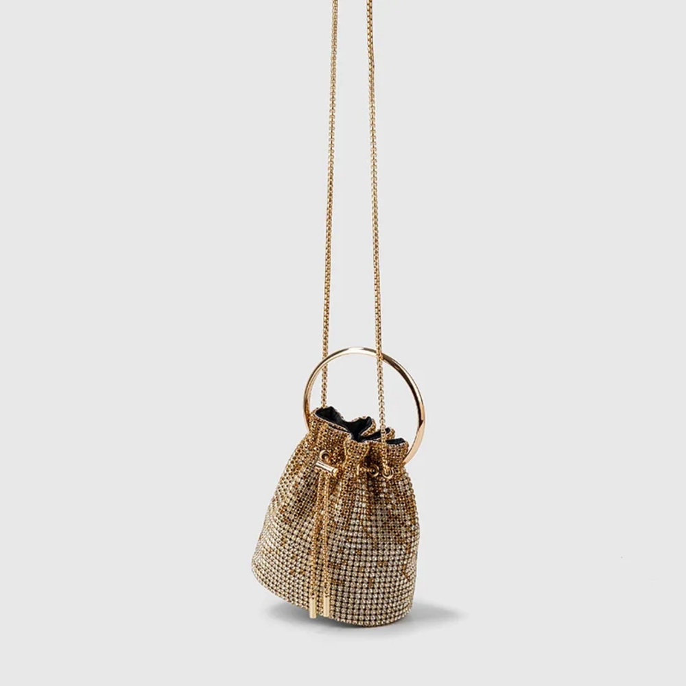 Glamorous Gold Mini Bag with Chain Strap